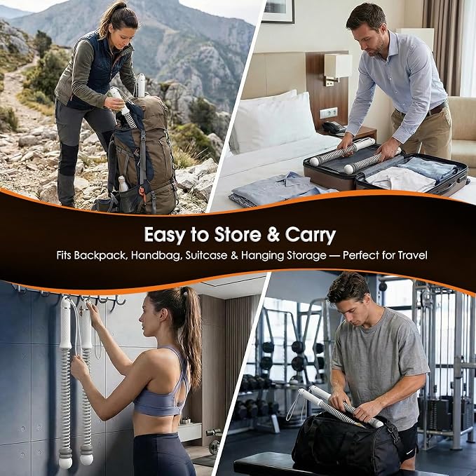 Ropeless Battle Rope Portable Cordless Weighted for Home Gym (Gray) | Adjustable sliding weights No anchor needed Non-slip grip & wrist strap Quiet HIIT at home Full-body cardio & strength