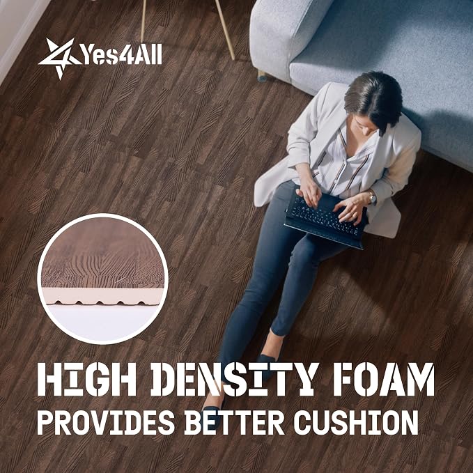 Yes4All EVA Interlocking Mats, Puzzle Floor Tiles, Foam Floor Padding with Border for Furniture, Home Space, Living Room, Garage 11,22,32 SQFT