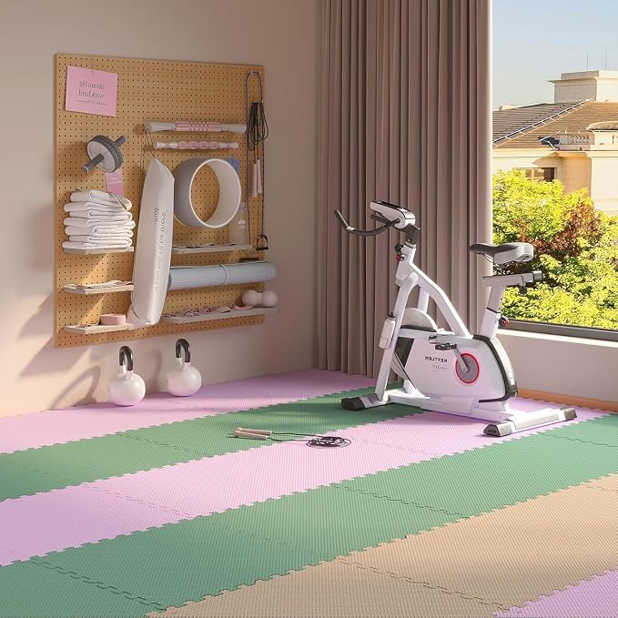 36 Pack Home Gym Mat, Puzzle Exercise Mat, EVA Interlocking Foam Floor Tiles for Home Workout Equipment and Kids' Play Areas - Blue, 24 in x 24 in x ½ in - (Pink, 36 Pack (144 sq ft))