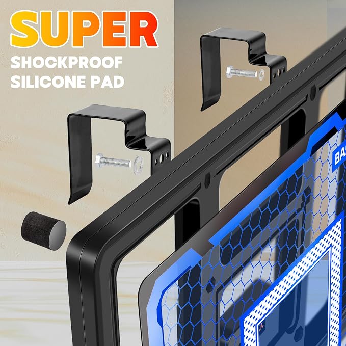 Indoor Basketball Hoop Pro for Kids, Over The Door Basketball Hoop with LED Light/Scoreboard/4 Balls- Upgraded Anti-Impact Backboard, Basketball Toys Gifts for 6 7 8 9 10 11 12 Year Old Boys