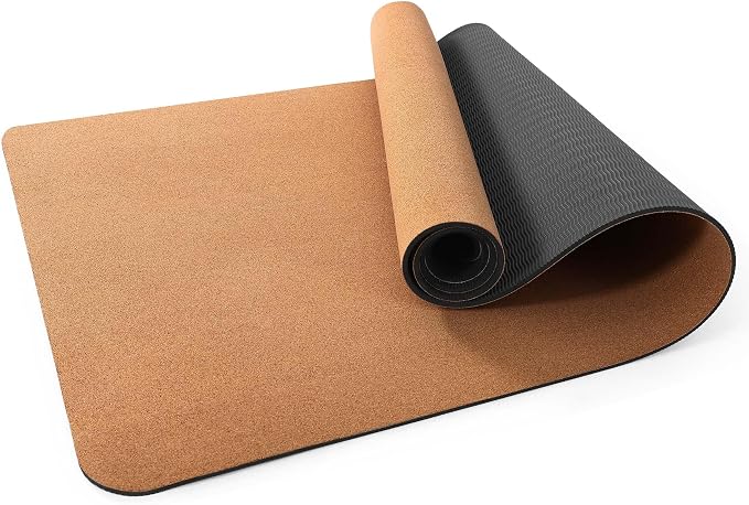 Umineux Cork Yoga Mat 1/4 & 2/5 Inch Thick 72 x 26 in | Thick Cork and TPE Non Slip Yoga Mats for Women Men, Sweat Proof, Sustainable, Great for Hot Yoga & Workouts