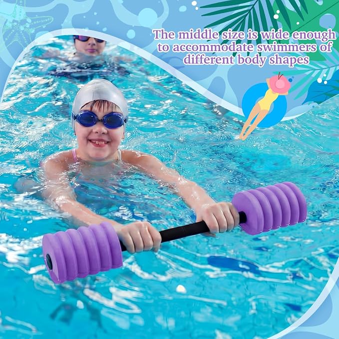 Soulchen Long Aquatic Exercise Dumbbells Pool Exercise Foam Water Weights Dumbbell Aquatic Pool Barbells with High Density EVA Foam for Swim Water Aerobics Workouts Loss
