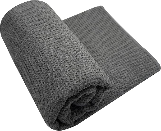 Ayra Hot Yoga Towel Non Slip - Yoga Mat Towel with Grip and Hot Pilates Towel | Microfiber, Ultra Soft and Highly Absorbent 72x26 | Dark Gray