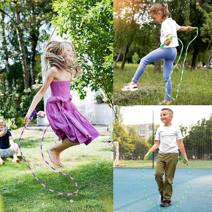 Jump Rope for Kids, Adjustable Jump Ropes for 4 5 6 7 8 10 12, Tangle Free | Jumping Rope Age 8-12, Segmented Soft Beaded Skipping Rope for Women Fitness