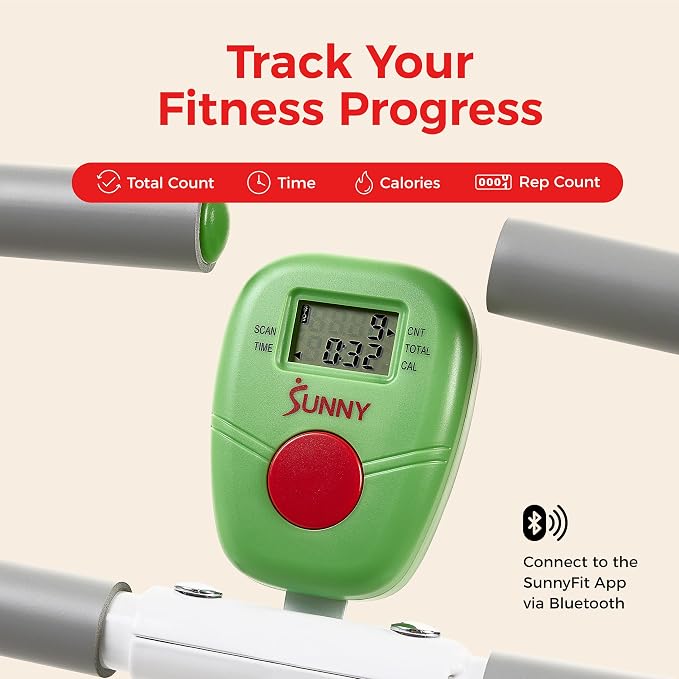 Sunny Health & Fitness Smart Row-N-Ride Glute & Leg Trainer, Foldable Squat Assist Rower with Exclusive SunnyFit App Connection