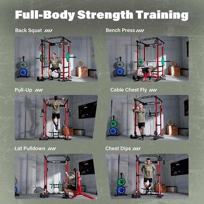 MAJOR FITNESS Drone1 Power Cage, All-in-One Home Gym with Cable Crossover, LAT Pulldown, Squat Rack & Landmine Attachment, Heavy-Duty Strength Training System for Home Gym
