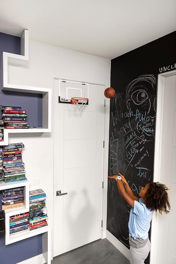 SKLZ Pro Mini Indoor Basketball Hoop with Ball, Over the Door, Shatter-Proof Backboard, Spring-Action Break-Away Steel Rim, Great for Home, Dorm Room, and Office
