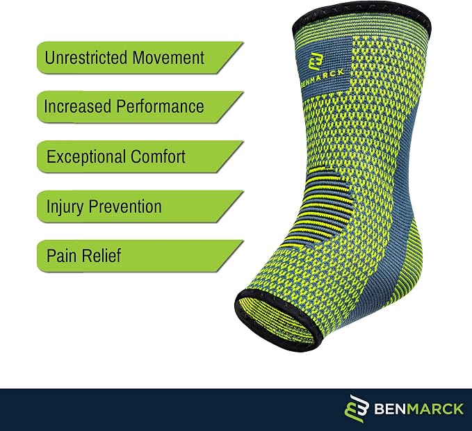 Benmarck Achilles Tendon Support Brace, Plantar Fasciitis Sock, Ankle Compression Sleeve For Running, Tendonitis and Flat Feet Relief