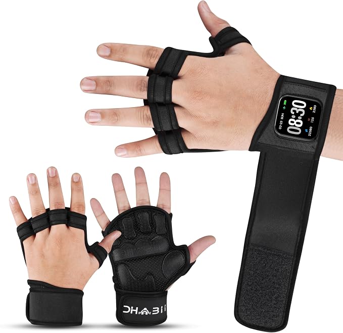 Workout Gloves for Men & Women, Smartwatch Compatible Ventilated Gym Gloves with Wrist Wrap Support, Breathable Weight Lifting Gloves for Fitness with Excellent Grip
