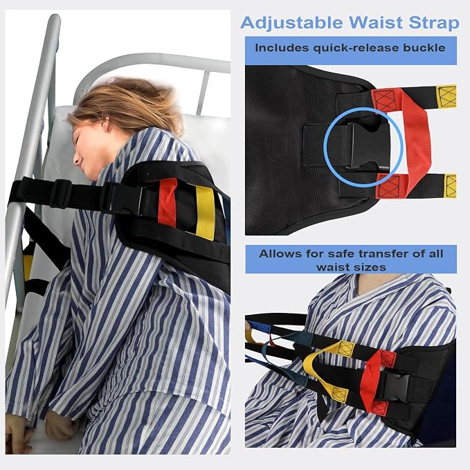 Transfer Sling, Transfer Belt for Elderly, Gait Belts for Seniors | Heavy Duty Patient Lift Belt,Mobility Standing&Lifting Aid for Disabled,Elderly,Injured-Safely Move from Bed and Wheelchair