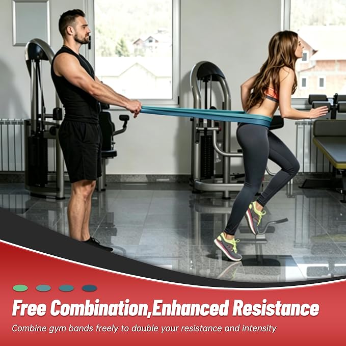Resistance Bands for Working Out, 4-Level Pull Up Assistance Bands, Exercise Bands for Women & Men, Stretch Workout Bands for Full-Body Training, Fitness, Physical Therapy, Pull Up Bands at Home, Gym