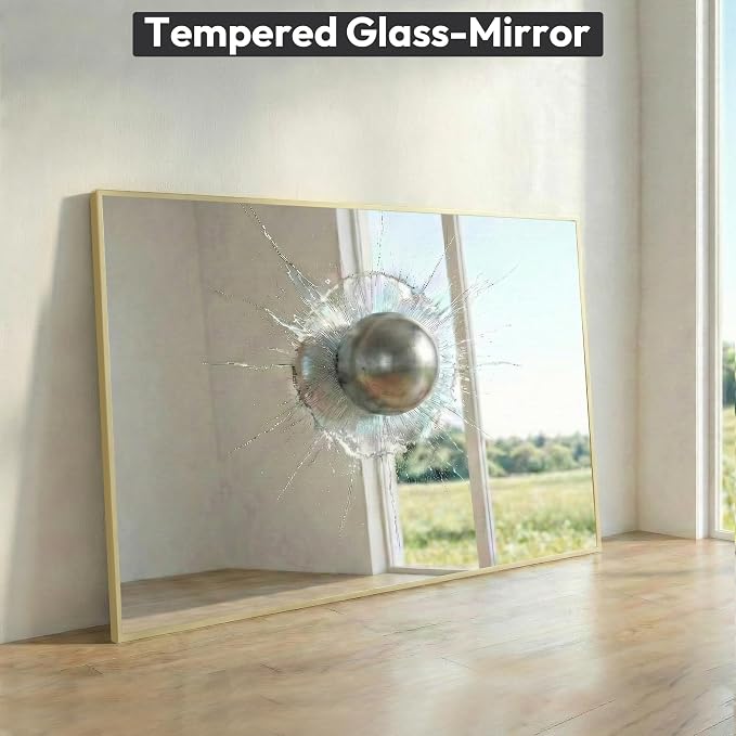 30" x 48" Gold Wall Mirror, 48" x 30" Large Metal Framed Accent Mirror, Horizontal Decor for Dining Room & Bathroom Vanity