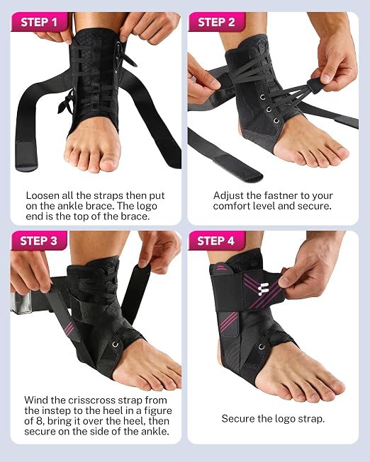 1.5mm Ultra Thin Ankle Brace for Women Men, Figure-8 Support, L | Fits Inside Shoes, Lightweight Breathable Design, Adjustable Compression Support For Sports, Running, Work And Daily Wear