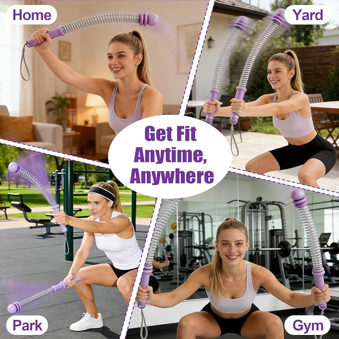 2PCS Portable Ropeless Battle Ropes, Adjustable Weight Cordless Battle Rope, Anti-Slip Handle Portable Battle Ropes, Suitable for Low-Impact Exercise, Strength Training, Unisex (Taro Purple)