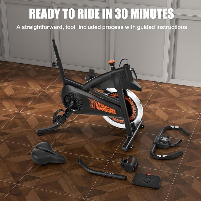 Exercise Bike Stationary Bike Indoor Cycling Bicycle for Home Gym Spinning Bike 300 lbs Weight Capacity Adjustable Seat/Handlebar for Office Cardio Workout