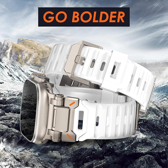 WINGLE FKM Rubber Bands for Apple Watch Band Ultra 3/2/1 Band Ultra 49mm Series 11 10 46mm 45mm 44mm 42mm SE 3/2/1 9 8 7 6 5 4 3 Men, Military Rugged Metal Connector Silicone Apple iWatch Sport Bands