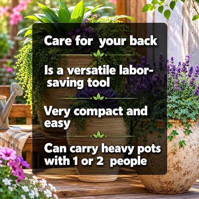 Garden Flower Pots Pot Moving Strap,with Handle,Landscaping Lifting Straps, Move Heavy Flower Pots, Planters, Trees, Rocks,Pot Tool,Up to 200 lbs,Gray Orange,Middle and Small