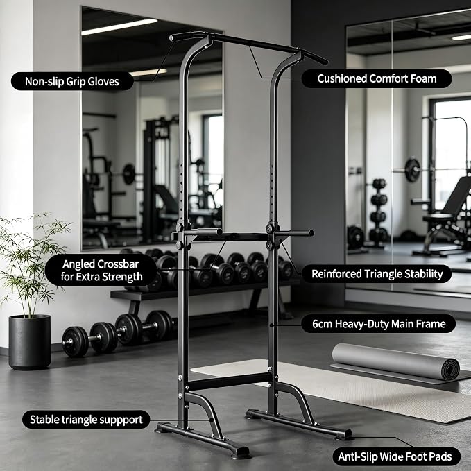 Pull Up Bar for Home Gym, Heavy Duty Dip Station with 330LBS Capacity, Multi-Function Pull Up & Dip Stand for Strength Training, Chin Ups Push Ups, 1.2mm Steel Tube