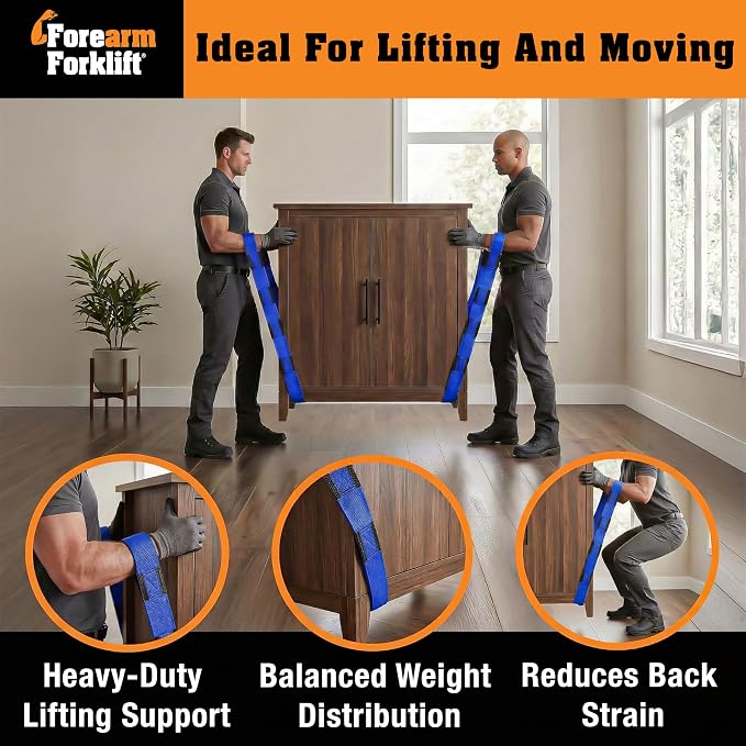 Forearm Forklift 2-Person Lifting and Moving Straps - Lift, Move and Carry Furniture, Appliances, Mattresses or Any Item up to 800 lbs. Safely and Easily Like a Pro, Ultramarine Blue Special Edition