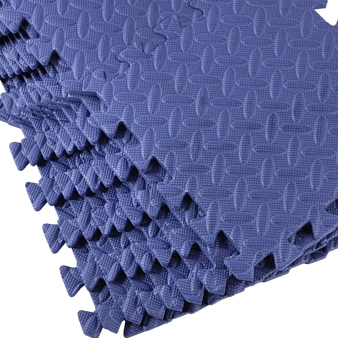 Foam Floor Tiles Foam Floor Mats Play Mats Bulk with Borders Interlocking for Bedroom Gym Nursery(11.8 x 11.8 Inch,Navy Blue)