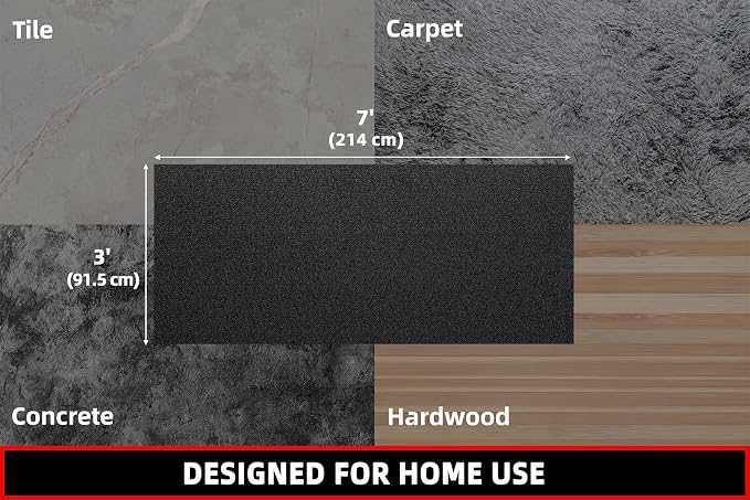 GymCope Treadmill Mat for Hardwood Floor Carpet 7'x3'/6'x3'/6'x2.5'/4'x2' | 6mm Thick Exercise Equipment Gym Mat, Compatible with Peloton Bike, Indoor Spin Bike, Elliptical