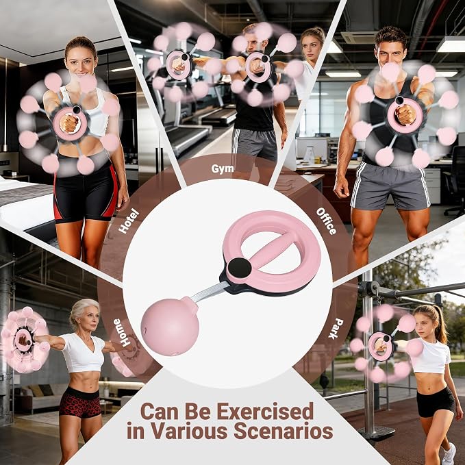 Arm Workout Equipment, 360° Shoulder Reliever Ball Swing, Upper Body Workout Equipment Rotating Cordless Battle Rope Arm Trainer for Forearm, Chest, Shoulder & Wrist Strength for Men & Women - Pink