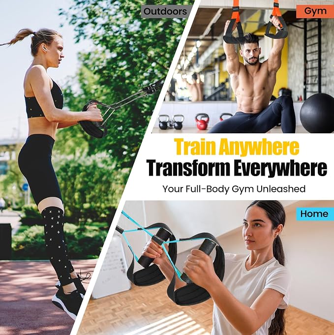 Home Resistance Training Kit with Straps & Bands – Adjustable Full-Body Workout System for Home Gym, Yoga, Pilates, Travel | Compact Design
