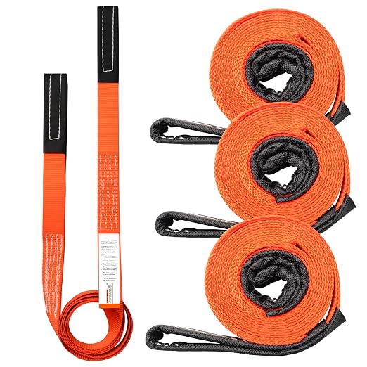 XSTRAP STANDARD 4PK 1"x6.5ft Lifting Sling Straps 2000 lb Vertical Capacity | 1600 lbs Choker / 4000 lbs Basket Capacity, 5:1 Safety Factor Polyester Web Slings for Rigging, Hoist, Tree Stump Removal