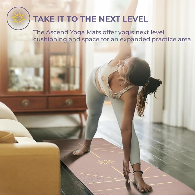 Ascend 6mm Thick Yoga Mat, 72x24in | Premium Non Slip Exercise Mat for Pilates, Workout, Stretching, Fitness, Training - Gym Mat for Home and Studio