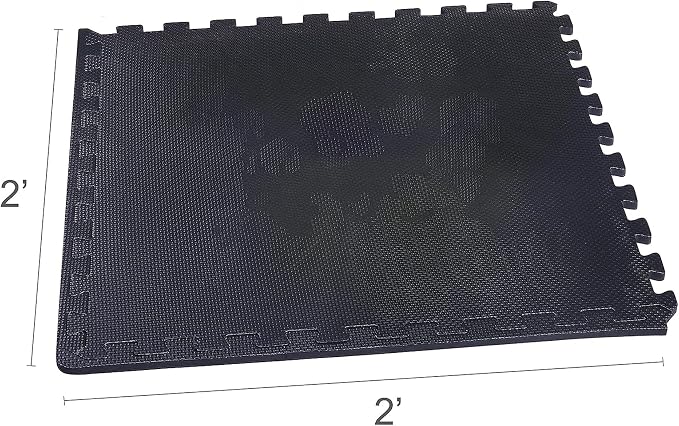 BalanceFrom Puzzle Exercise Mat 1-inch Thick, EVA Interlocking Foam Floor | Tiles for Home Gym, Mat for Home Workout Equipment, Floor Padding for Kids, Black, 24 in x 24 in x 1 in, 72 Sq Ft - 18 Tiles