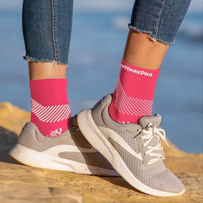 TechWare Pro Plantar Fasciitis Socks - Ankle Compression Socks for Women & Men. Achilles Tendonitis Brace & Foot Arch Support