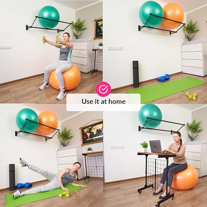 ODOXIA Exercise Ball Holder | Organize Your Space | Wall Mounted Rack | Yoga Ball Holder | Exercise Wall Mount | Fitness Therapy & Stability Rack | for Gyms, Studios, Home Gyms