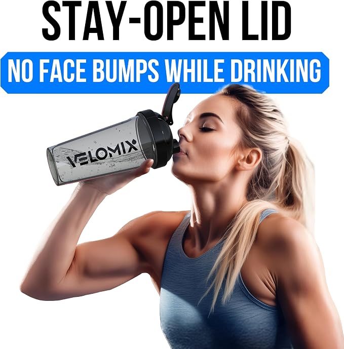VELOMIX 6 Pack 28oz Protein Shaker Bottle, Dynamic Fuel Series | 6x Wire Whisk, Leak Proof Shaker Cups for Protein Shakes, Stackable, Dishwasher safe, BPA free, Pre Workout and Gym ready