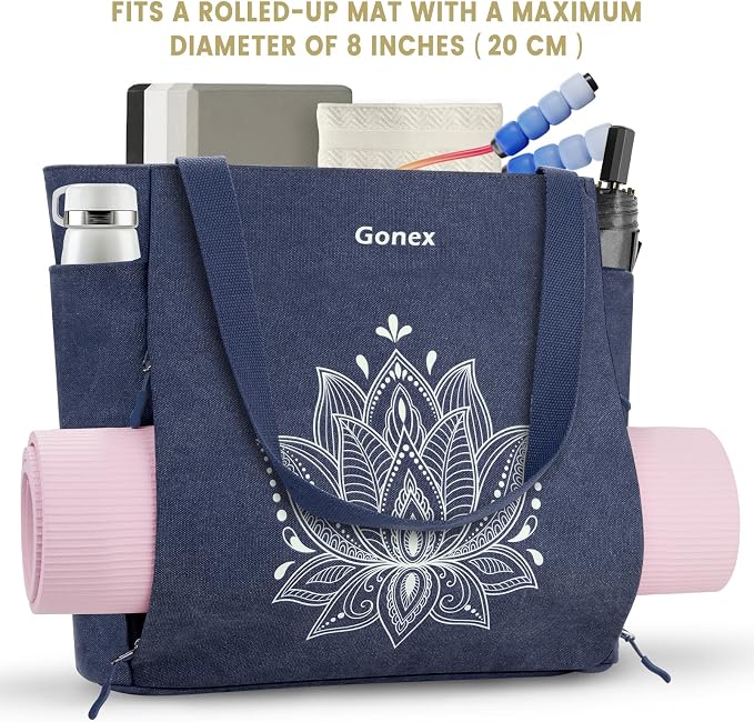 Gonex Yoga Mat Bag with Zipper Mat Carrier Canvas Gym Tote | Durable Canvas, Zipper Closures Prevent Slipping, Quick Access, Bottle Holder, Fits Yoga Blocks, Gym & Travel Use