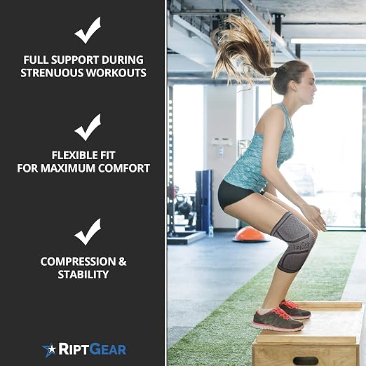 RiptGear Knee Compression Sleeve - Braces for Knee Pain - Compression for Arthritis, Meniscus Tear, Running, Walking - Support for Women and Men - Sleeves Weightlifting (Large, Gray (1 Pack))