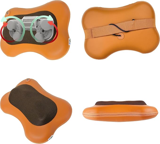Zyllion ZMA-13 Back and Neck Massager with Heat for Pain Relief, Brown | Shiatsu, Deep Tissue, 3D, Electric, Kneading, Massage Pillow, Muscle Therapy, Doctor Recommended, Car Adapter, Not Cordless