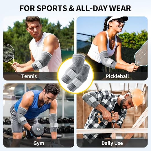 CAMBIVO 2 Pack Tennis Elbow Brace, Dual Gel Pad Compression Sleeve, Black | Adjustable Strap, Targeted Relief for Tendonitis, Golfer‘s Elbow, Breathable Knit, Daily Wear, Non-Slip Fit, for Men Women