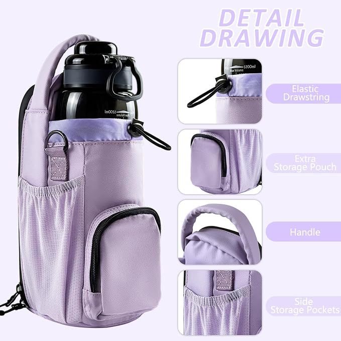 Magnetic Gym Bag for Men and Women, Magnetic Water Bottle Holder for Gym, Small Gym Bag, Gym Gifts for Women and Men (Purple, <40 OZ)