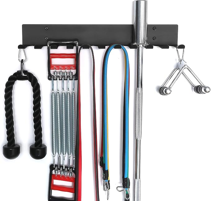 Multifunctional Gym Equipment Storage Rack - Wall Mount Holder for Exercise Bands, Lifting Belts and Skipping Ropes