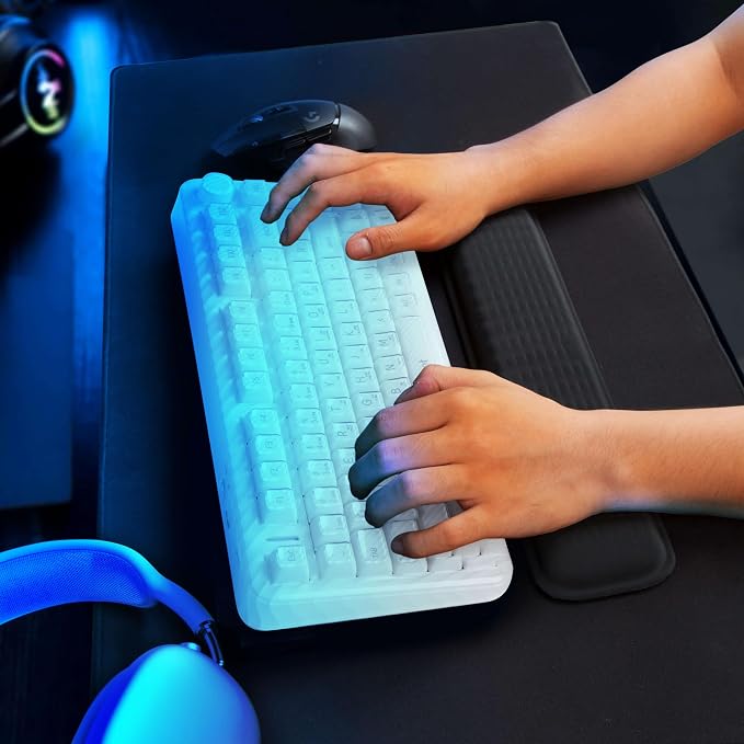 MEKASS Keyboard Wrist Rest for 60% Compact Keyboard, Ergonomic Soft Memory Foam Wrist Support with Non-Slip Silicone Base, Keyboard Pad Relieve Wrist Pain from Laptop, Computer, Typing(Classic Black)