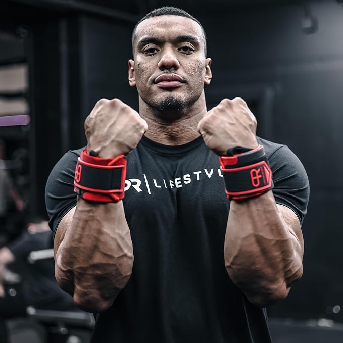 PR Personal Record Heavy Duty Premium Wrist Wraps, More Elasticity, Reinforced Stitching, Extra Wide Strap, Strong Thumb Loop, Larry Wheels Weightlifting Wraps