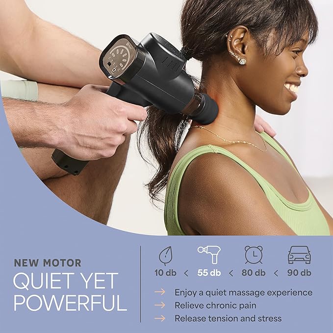 LifePro Sonic Massage Gun Percussion Muscle Massager, 8 Heads & 5 Speeds | Up to 6-Hr Runtime, Deep Tissue Massage Gun for Neck, Back, Calves, Quads, Feet, Trigger Points & Recovery Support