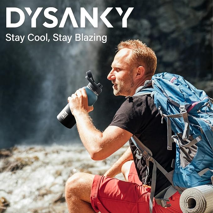 DYSANKY Insulated Water Bottle | Thickened Stainless Steel Vacuum Metal | Portable Sports Water Jug for Gym and Hiking with Straw, Carrier Bag, Handle Strap | BPA-Free 32 oz, Pink