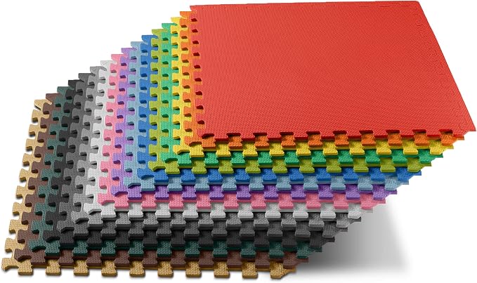 We Sell Mats 1/2 Inch Thickness Multipurpose EVA Foam Floor Tiles, Interlocking Floor Mat for Indoor Gym and Home Use, 24 in x 24 in, Blue, 16 Square Feet (4 Tiles)