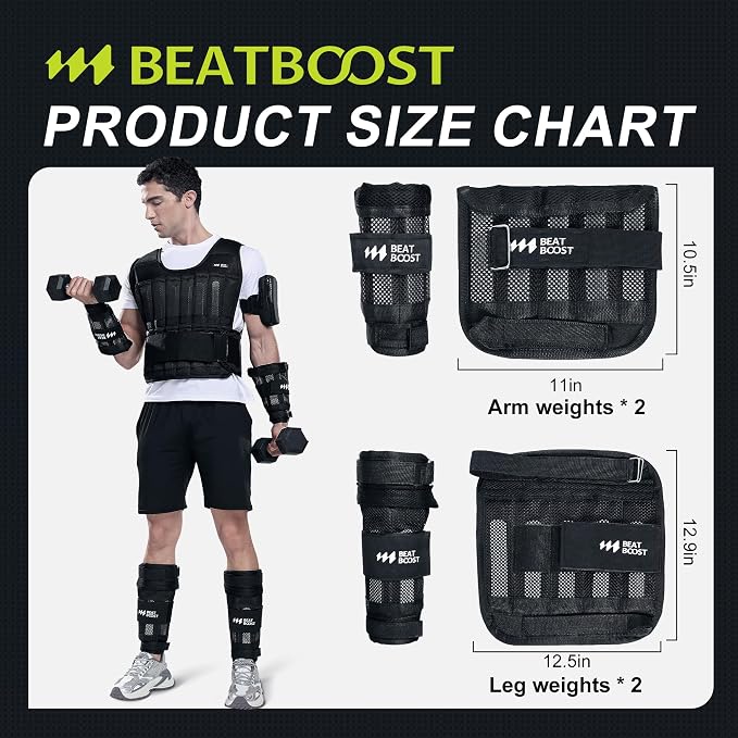 Ankle Wrist Weights 4lb/10lb/15lb/20lb/25lb/30lb BeatBoost Adjustable Leg Arm Weights for Men Walking Pilates Exercise Workout Gym Aerobics