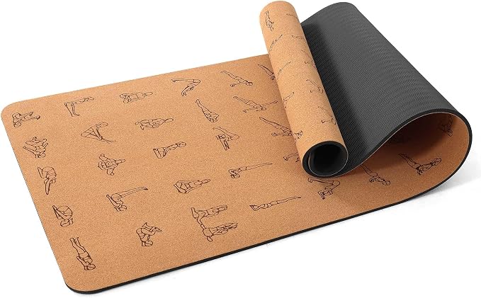 Umineux Cork Yoga Mat 1/4 & 2/5 Inch Thick 72 x 26 in | Thick Cork and TPE Non Slip Yoga Mats for Women Men, Sweat Proof, Sustainable, Great for Hot Yoga & Workouts