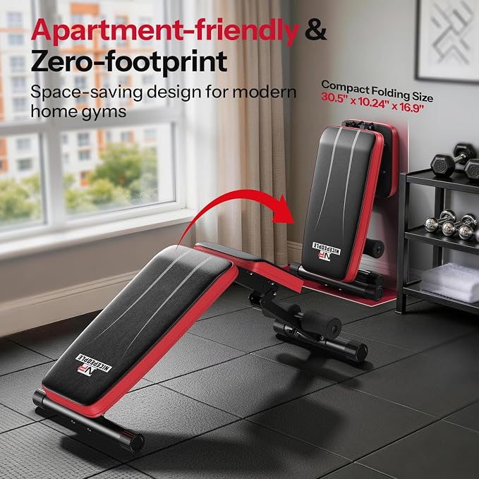 NICEPEOPLE Adjustable Weight Bench for Home Gym, 660LBS Capacity Workout Bench with 8 Backrests for Chest Shoulders Arms, Compact and Foldable Strength Bench for Small Space Apartment Room
