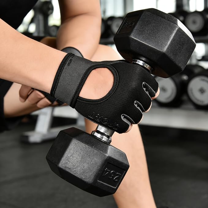 Workout-Gloves for Men Women Fingerless-Weightlifting Non-Slip Sport-Gloves | Women lightweight breathable Fabric, Non-Slip palms adjustable wrist straps for gym fitness training and cycling