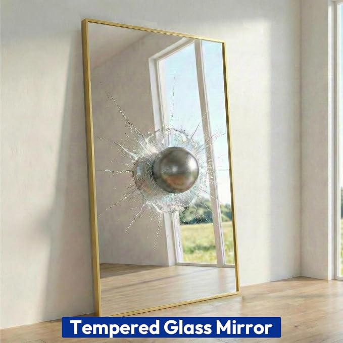 30" x 60" Gold Wall Mirror for Bathroom, 60" x 30" Extra Large Metal Framed Accent Decor, Horizontal Mirror for Dining Room & Double Vanity
