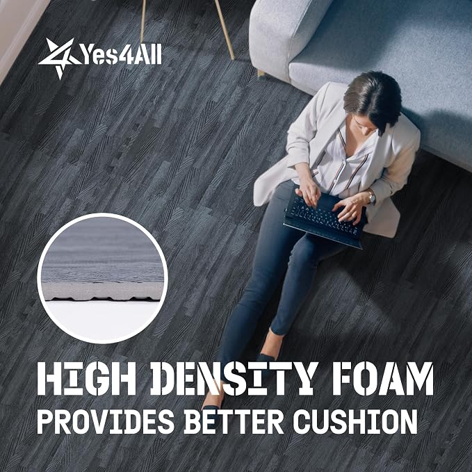 Yes4All EVA Interlocking Mats, Puzzle Floor Tiles, Foam Floor Padding with Border for Furniture, Home Space, Living Room, Garage